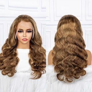 180% 13x4 Human Hair Body Wave Wig in Ombre 4/27 with Pre Plucked Baby Hair
